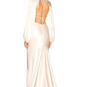 La Lune Balloon Sleeve Open Back Maxi Dress in Cream by Shona Joy US Size 2
